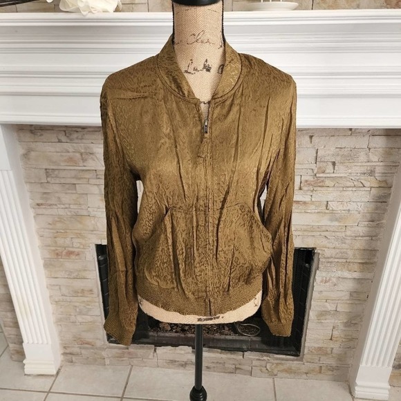 Maeve Jackets & Blazers - MAEVE greenish gold‎ leopard print zippered jacket Size medium